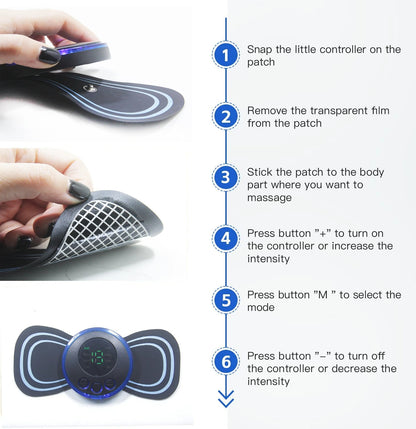 Portable EMS Foot Back & Neck Massager Set With USB